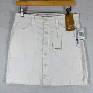 NWT- Kensie Jeans The High Rise Skirt White Denim Women sz 8/29
